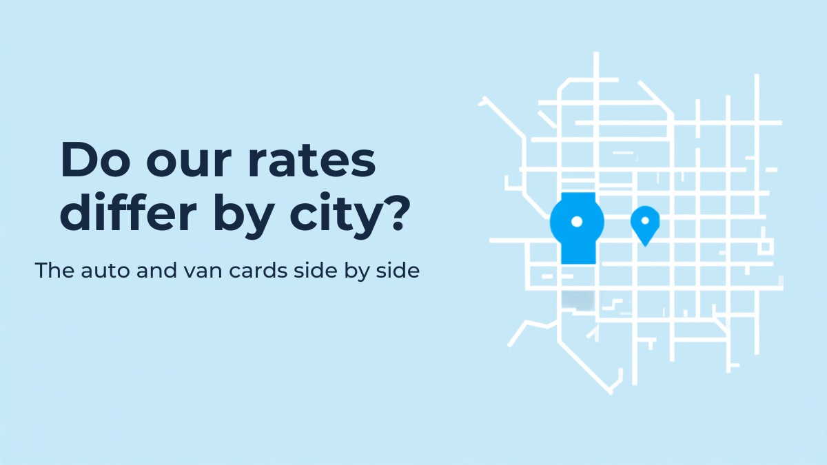 Flat illustration of a city street map with a highlighted zone and two map pins on a light sky blue background, beside the headline Do our rates differ by city, for a comparison of outdoor advertising rate cards across ten Indian cities